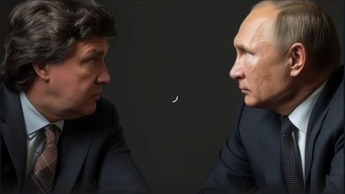 Владимир Путин и Такер Карлсон. Скриншот кадра видео